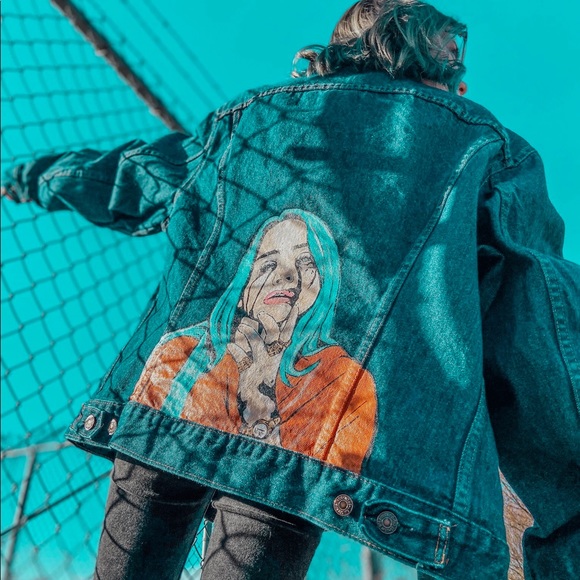 Hand painted Billie Eilish denim jean jacket - Picture 2 of 7